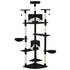 Albero per Gatti e Tiragraffi in Sisal 203 cm Nero e Bianco