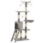 Albero per Gatti con Tiragraffi in Sisal 138 cm Grigio
