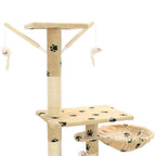 Albero per Gatti Tiragraffi Sisal 230-250cm Stampa Zampe Beige