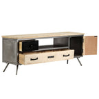 Mobile Porta TV in Mango Massello e Acciaio 120x30x45cm
