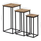 Set Tavolini per Piante 3 pz in Legno di Teak Recuperato