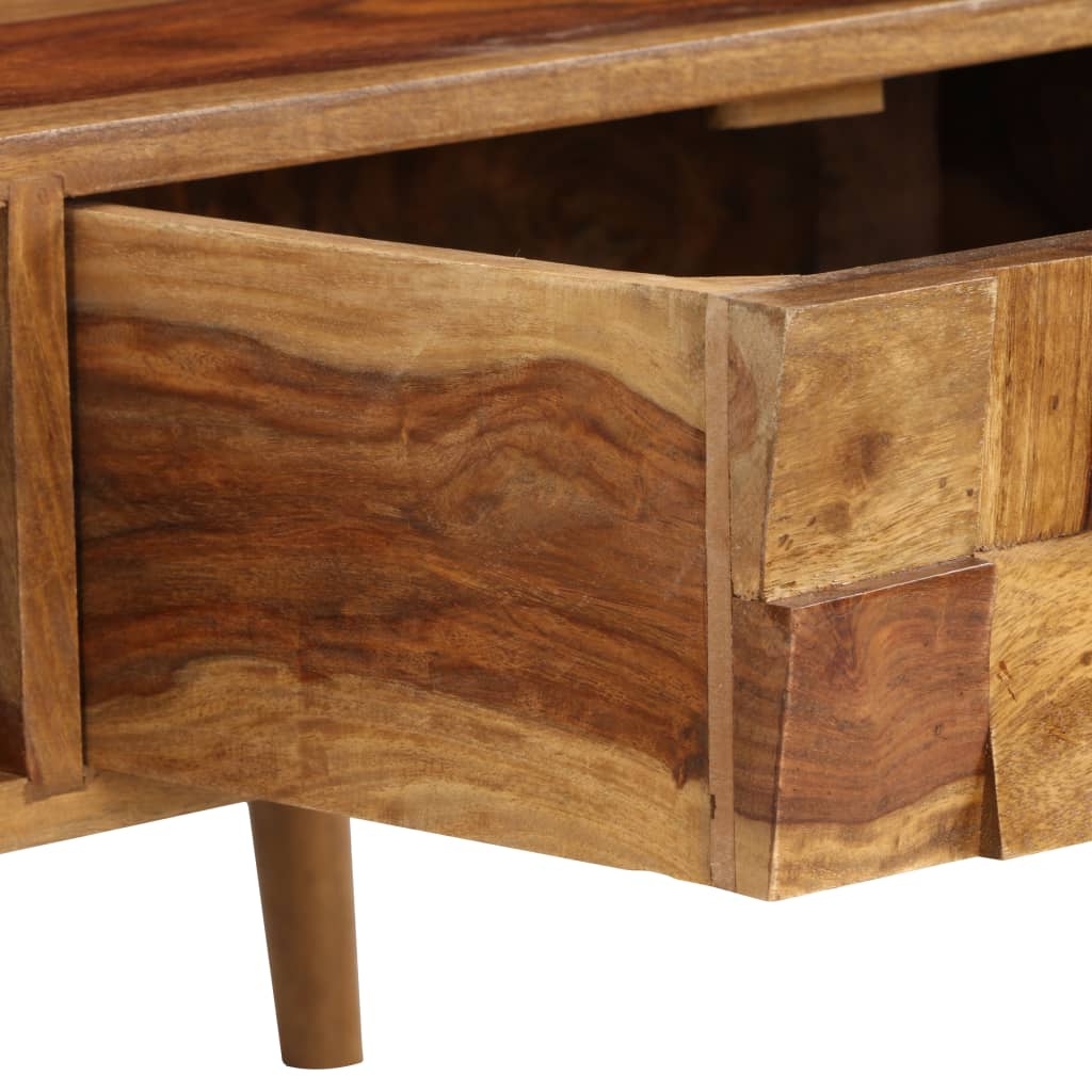 Tavolino da Caffè Legno Massello con Finitura Ambra 110x50x37cm