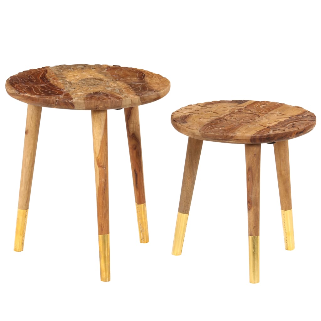 Tavolini da Salotto 2 pz in Legno Massello