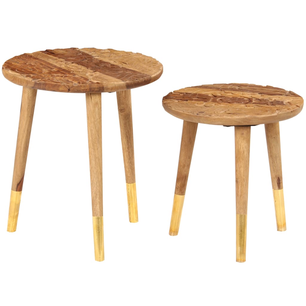 Tavolini da Salotto 2 pz in Legno Massello