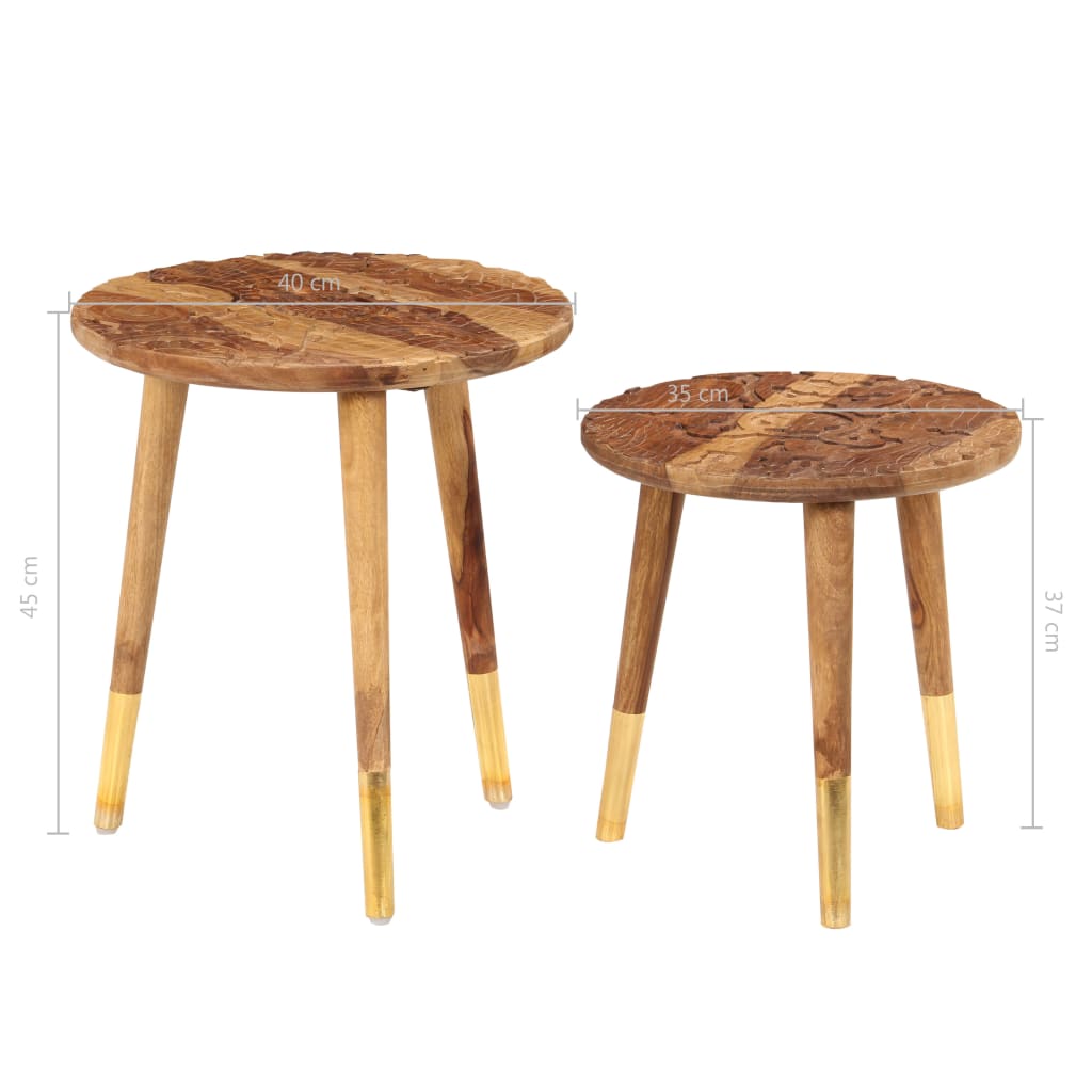 Tavolini da Salotto 2 pz in Legno Massello