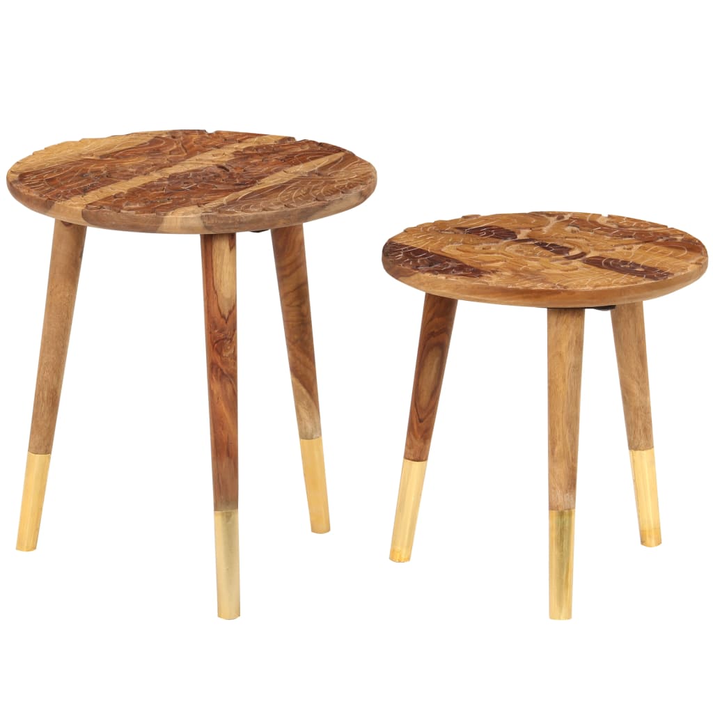 Tavolini da Salotto 2 pz in Legno Massello