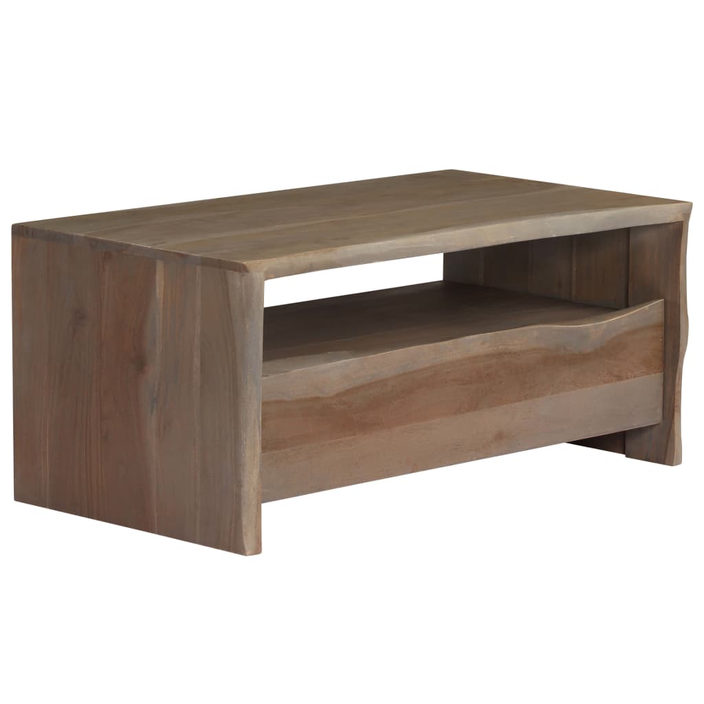 Tavolino da Caffè in Legno Massello di Acacia 90x50x40cm Grigio