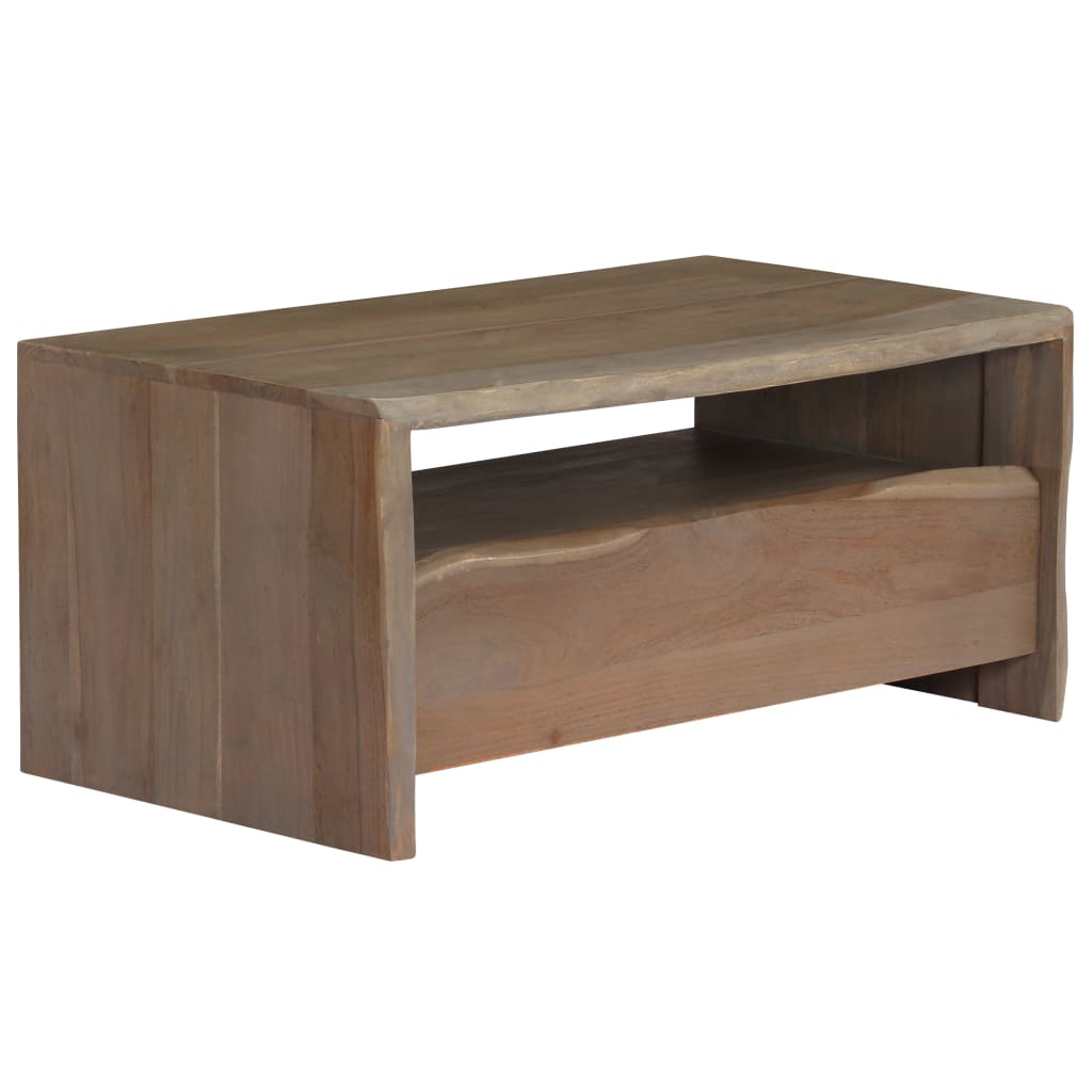 Tavolino da Caffè in Legno Massello di Acacia 90x50x40cm Grigio