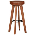 Sgabelli da Bar 2 pz in Vera Pelle e Legno Massello di Acacia