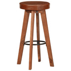 Sgabelli da Bar 2 pz in Vera Pelle e Legno Massello di Acacia