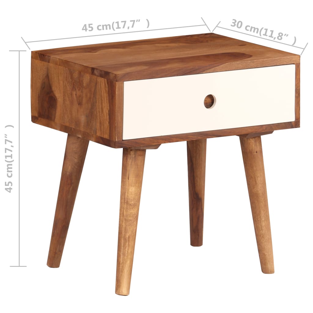 Comodino in Legno Massello di Acacia 45x30x45 cm