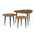 Set Tavolini da Salotto 3 pz in Legno Massello d'Acacia