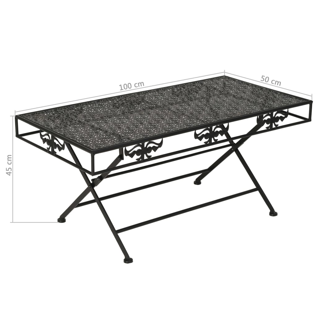 Tavolino da Salotto Pieghevole Vintage Metallo 100x50x45cm Nero