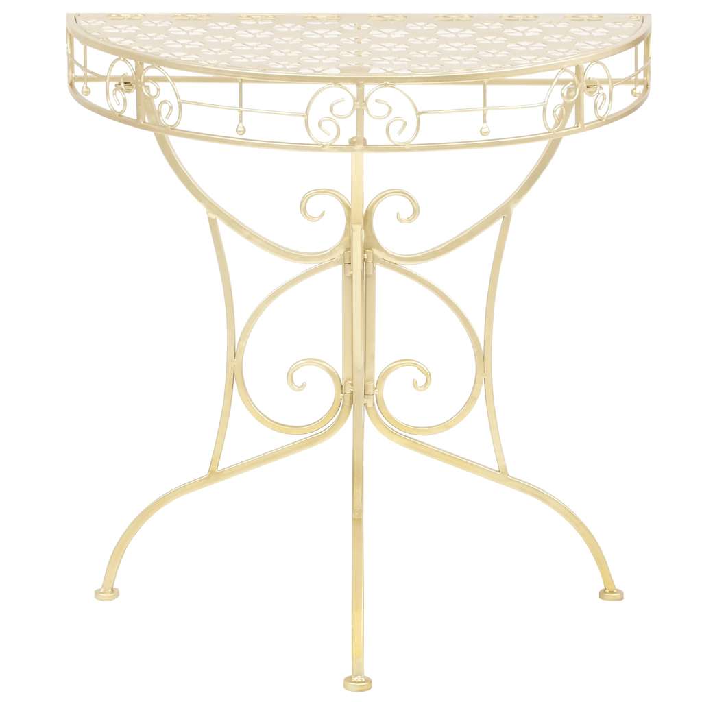 Tavolino Vintage in Metallo Semicircolare 72x36x74 cm Oro