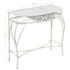 Tavolino Laterale in Stile Francese in Metallo 82x39x76 Bianco