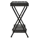 Tavolo da Tè Pieghevole Vintage Metallo 58x35x72 cm Nero