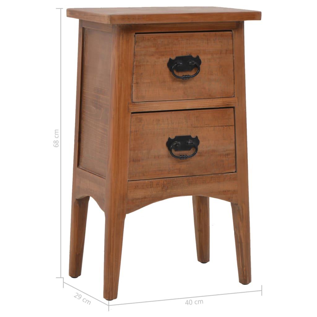 Comodino in Legno Massello di Abete 40x29x68 cm Marrone