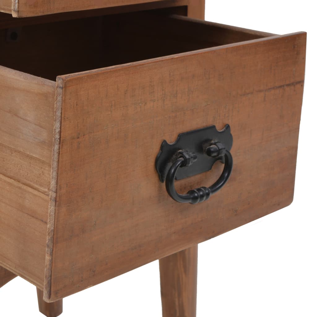 Comodino in Legno Massello di Abete 40x29x68 cm Marrone