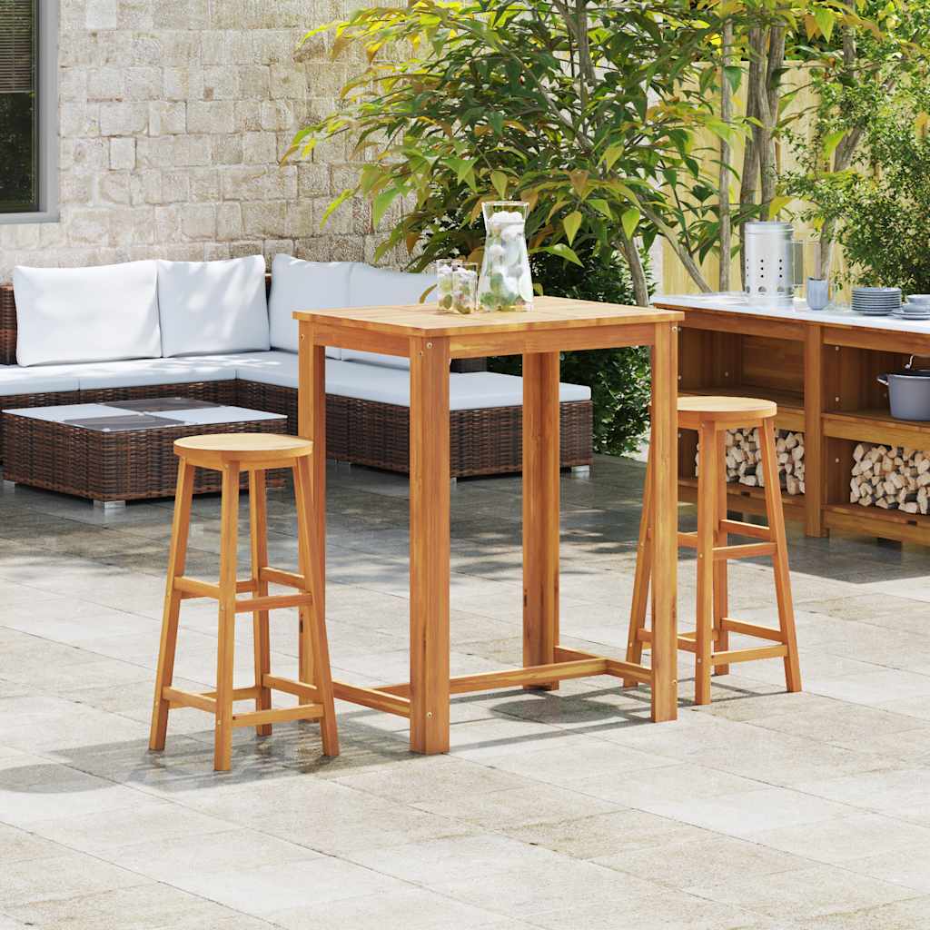Sgabelli da Bar 2 pz in Legno Massello di Acacia