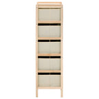 Scaffale con 5 Cesti in Tessuto in Legno di Cedro Beige