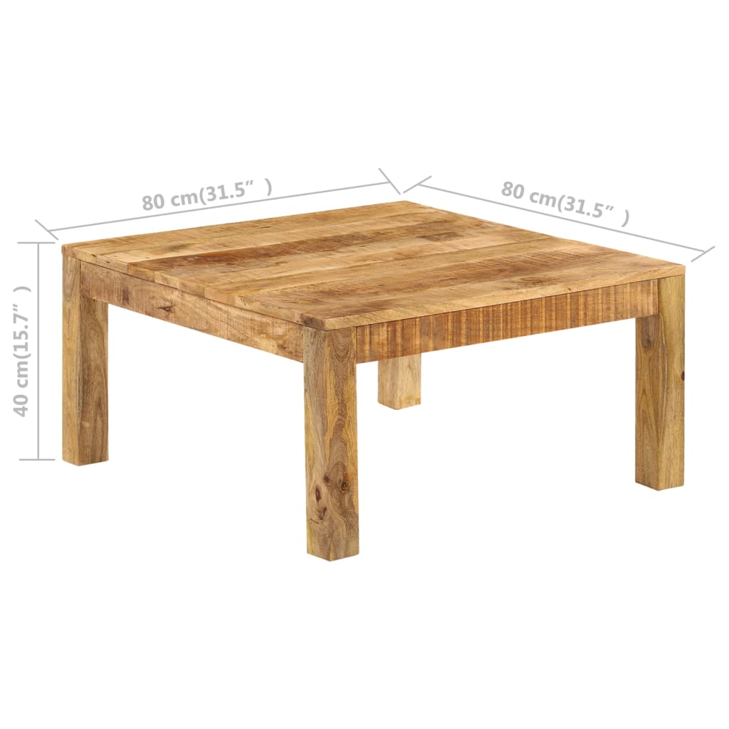 Tavolino da Salotto in Legno Massello di Mango 80x80x40cm