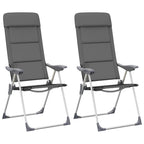 Sedie da Campeggio 2 pz in Alluminio Grigio 58x69x111 cm