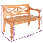 vidXL Panchina Batavia 98 cm Legno Massello di Mogano Marrone Chiaro