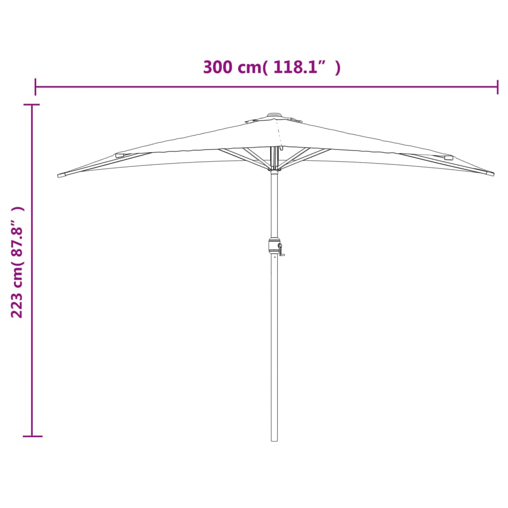 Ombrellone Balcone Palo Alluminio Antracite 300x155 cm a Metà