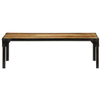 Tavolino da Salotto in Legno Massello di Mango e Acciaio 110 cm