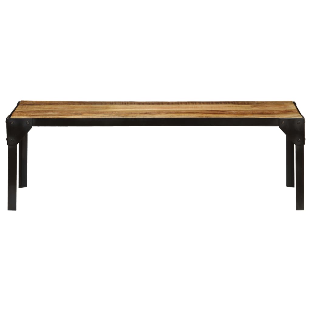 Tavolino da Salotto in Legno Massello di Mango e Acciaio 110 cm