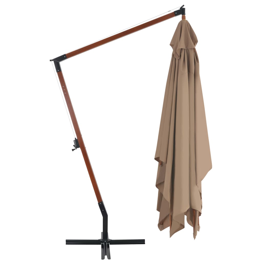 Ombrellone a Sbalzo con Palo in Legno 400x300 cm Tortora