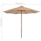Ombrellone da Esterni con Palo in Legno 300 cm Grigio Talpa