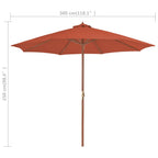 Ombrellone da Esterni con Palo in Legno 300 cm Terracotta