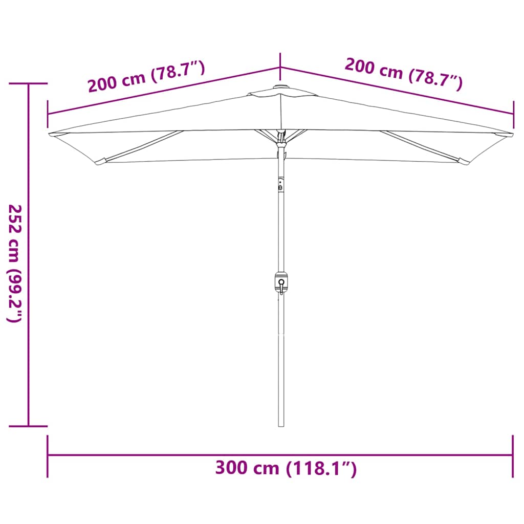 Ombrellone con Palo in Metallo 300x200 cm Antracite