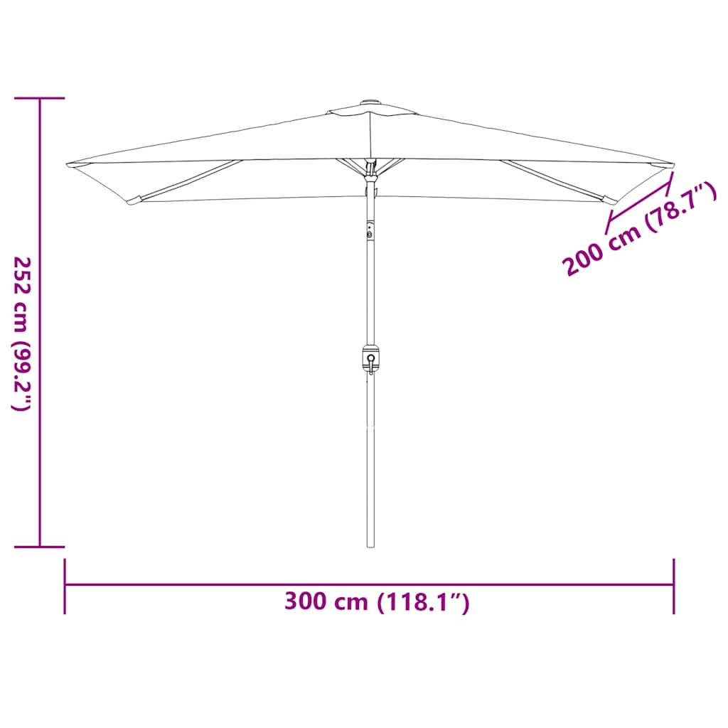 Ombrellone con Palo in Metallo 300x200 cm Terracotta