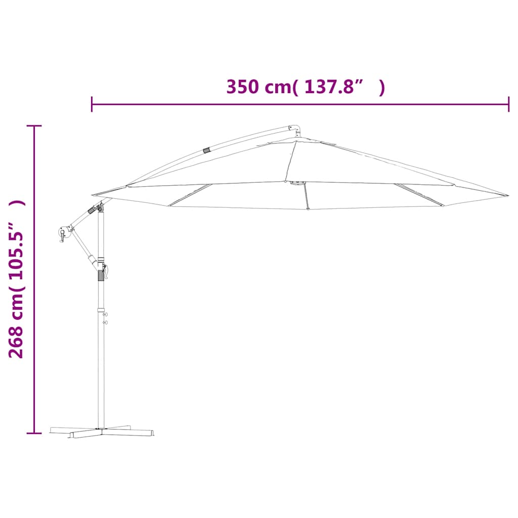 Ombrellone a Sbalzo Palo in Alluminio 350 cm Antracite