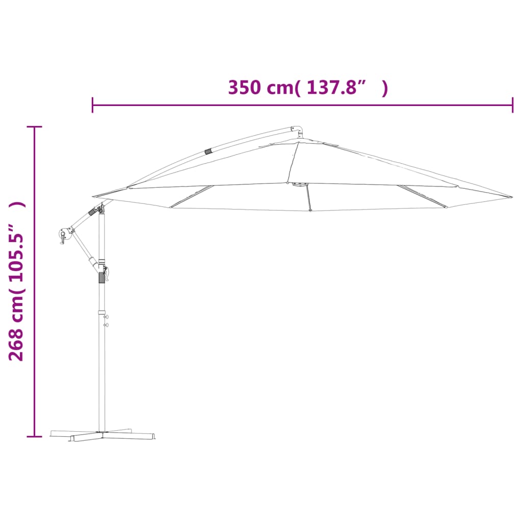 Ombrellone a Sbalzo Palo in Alluminio 350 cm Terracotta
