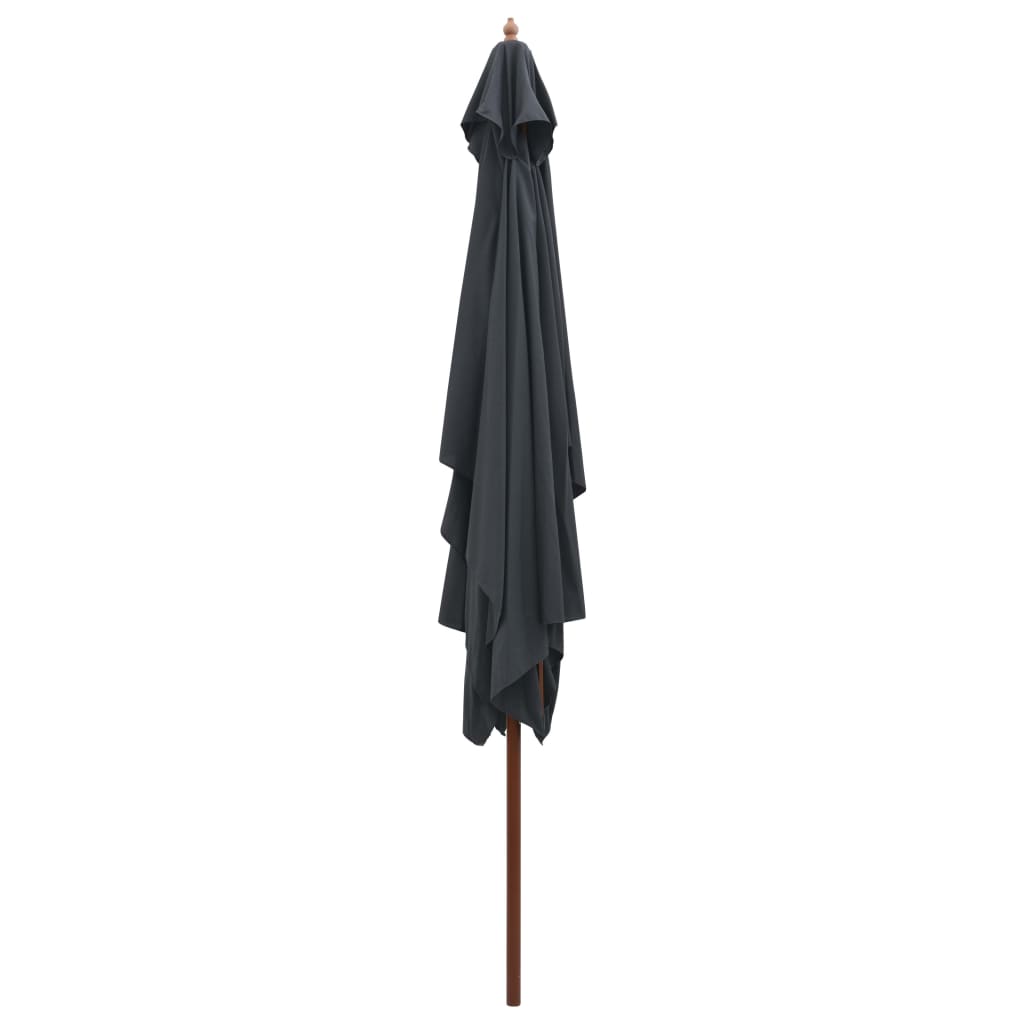 Ombrellone da Esterni con Palo in Legno 200x300 cm Antracite