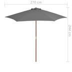 Ombrellone da Esterni con Palo in Legno 270 cm Antracite