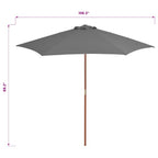 Ombrellone da Esterni con Palo in Legno 270 cm Antracite