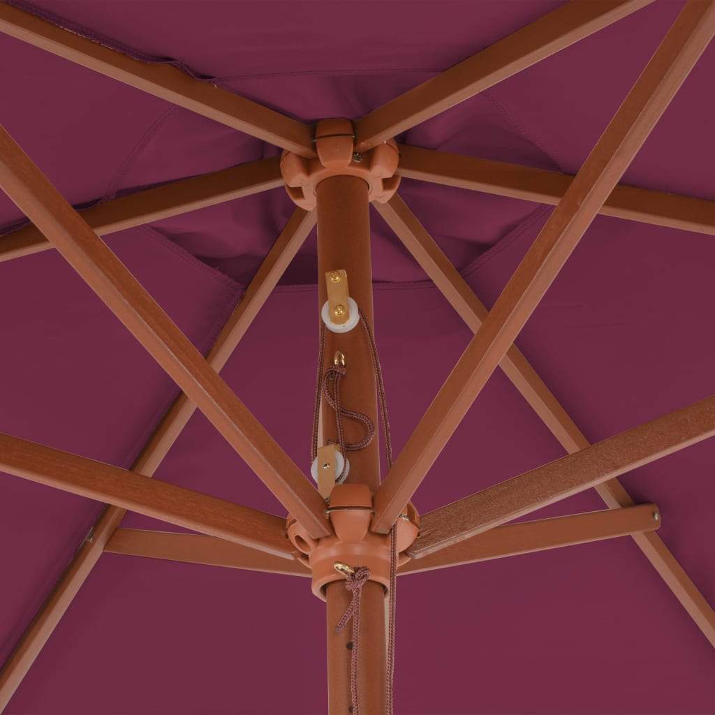 Ombrellone da Esterni con Palo in Legno 270 cm Rosso Bordeaux