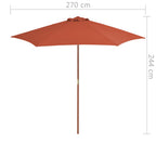 Ombrellone da Esterni con Palo in Legno 270 cm Terracotta