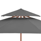 Ombrellone a Due Livelli con Palo in Legno 270 cm Antracite
