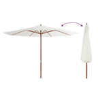 Ombrellone da Esterni con Palo in Legno 350 cm Bianco Sabbia