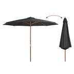 Ombrellone da Esterni con Palo in Legno 350 cm Antracite