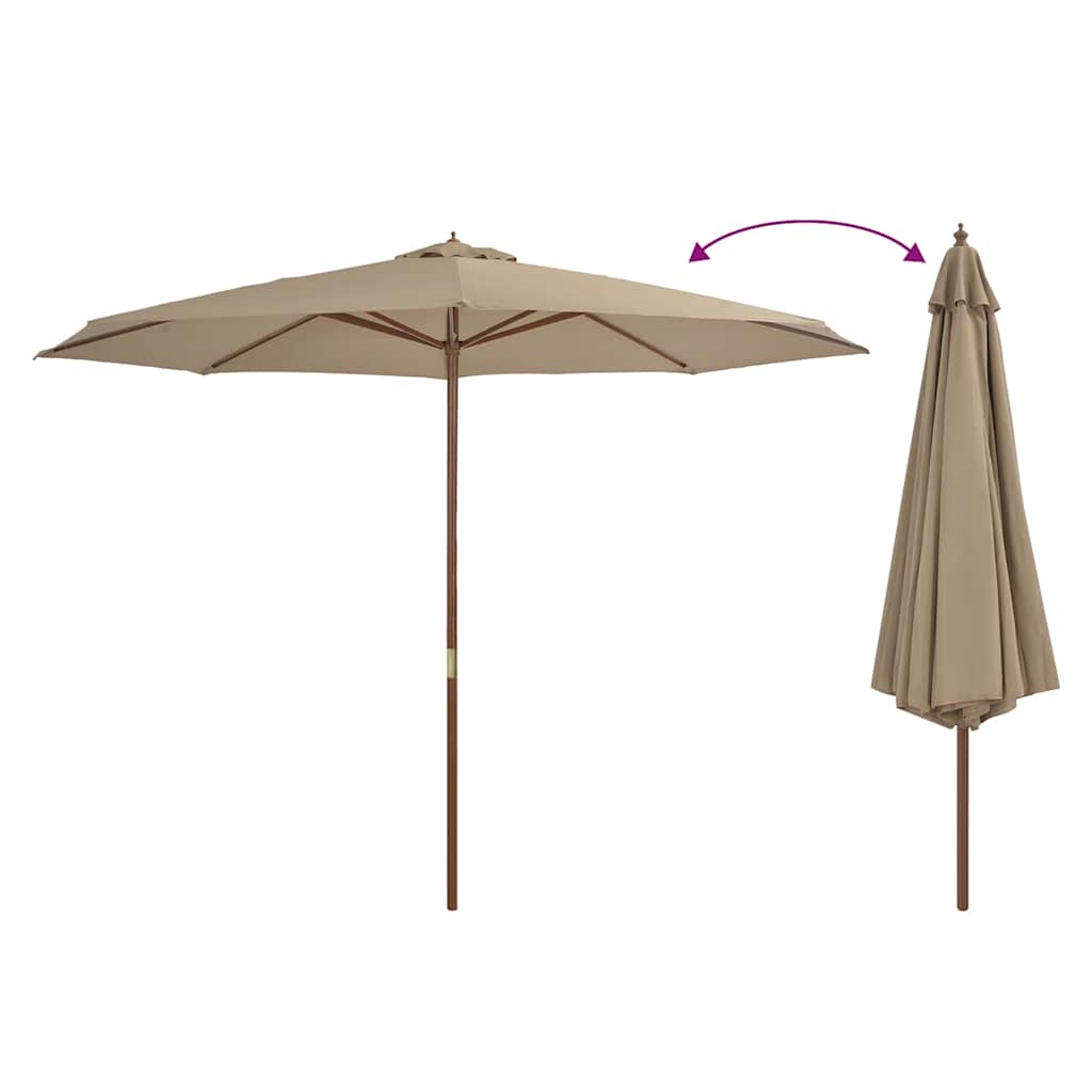 Ombrellone da Esterni con Palo in Legno 350 cm Grigio Talpa