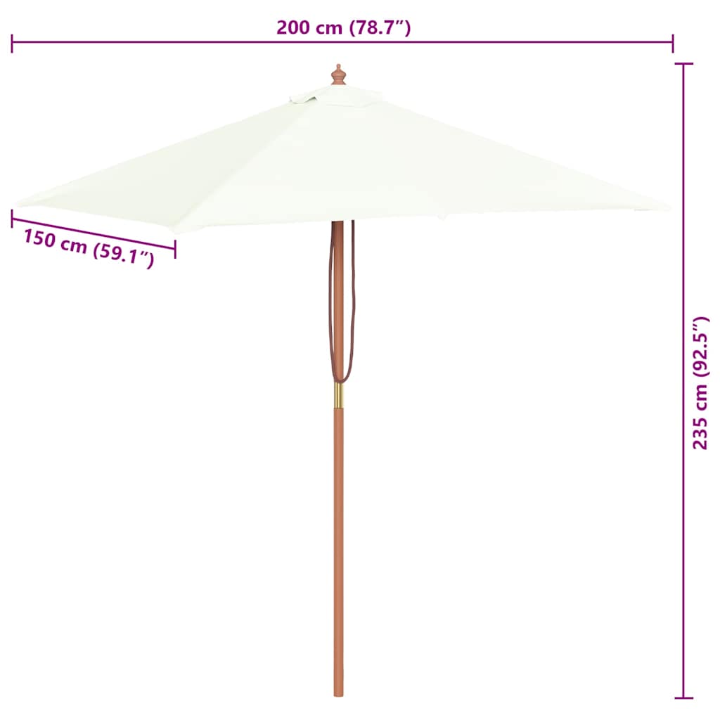 Ombrellone da Esterni con Palo in Legno 150x200 cm Sabbia