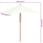 Ombrellone da Esterni con Palo in Legno 150x200 cm Sabbia