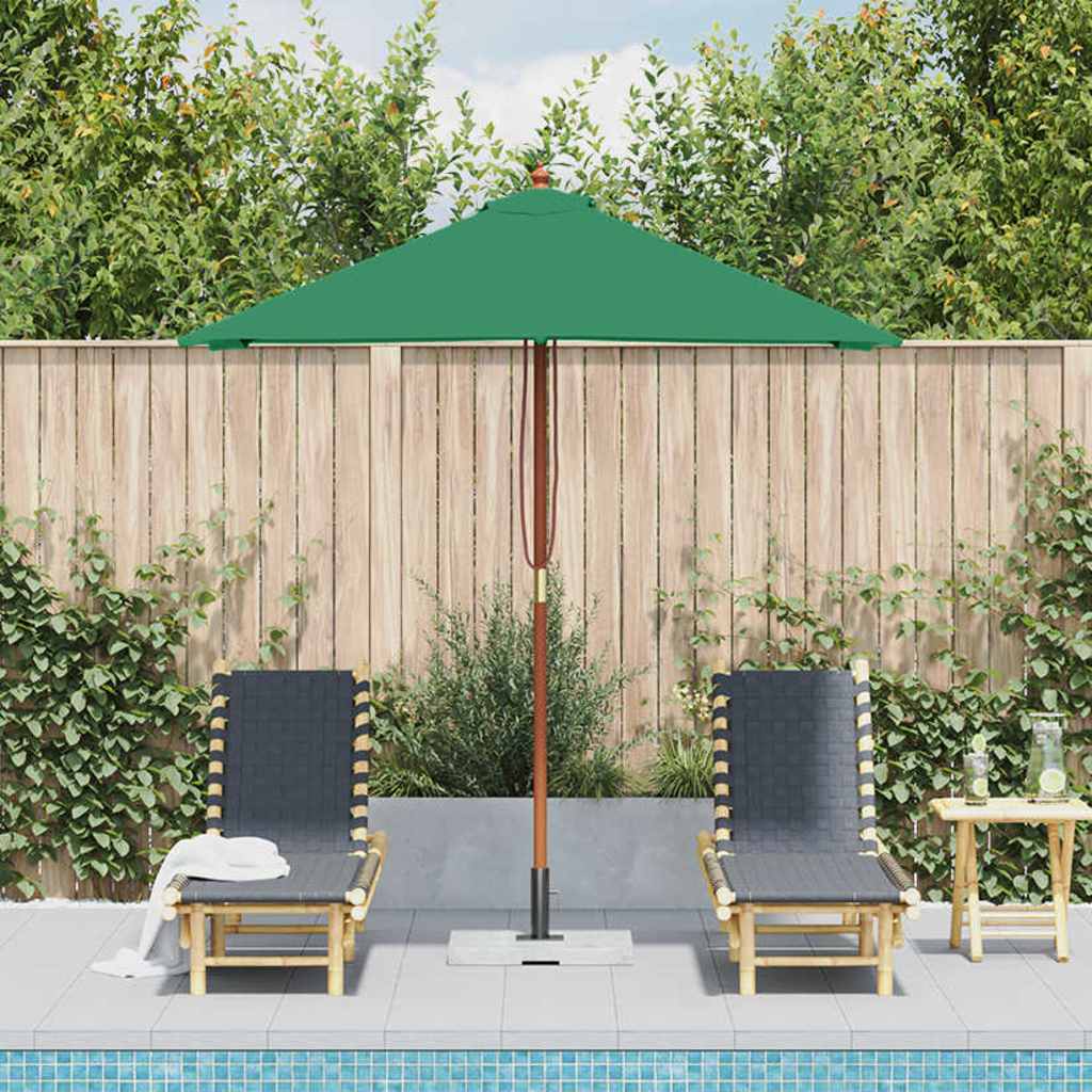 Ombrellone da Esterni con Palo in Legno 150x200 cm Verde