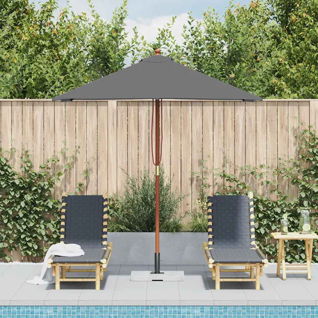 Ombrellone da Esterni con Palo in Legno 150x200 cm Antracite